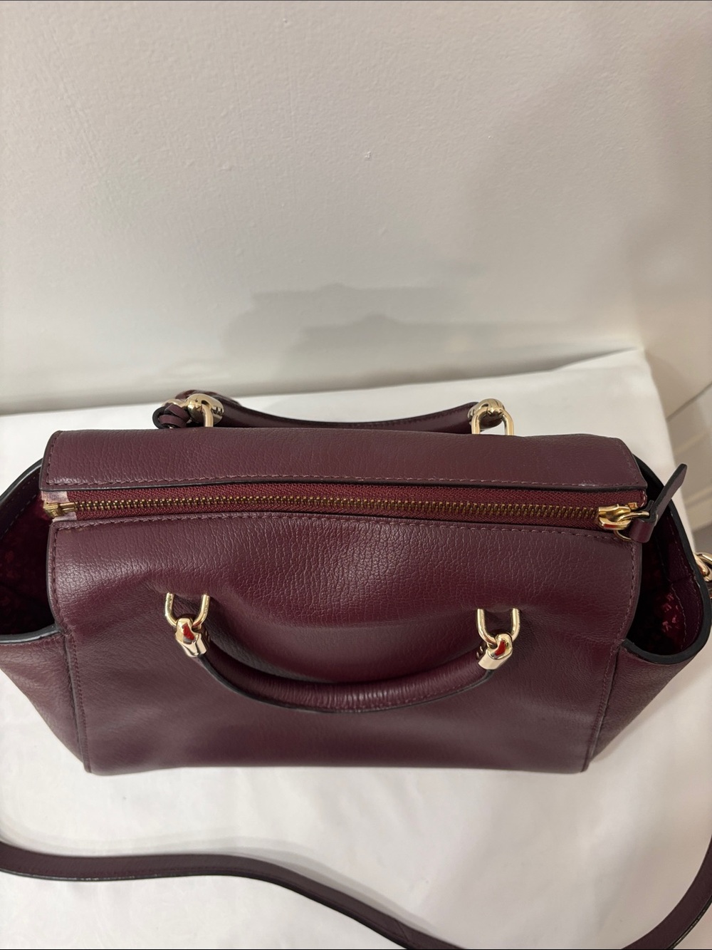kate spade Burgundy Leather Tassel Satchel with Gold Hardware - Picture 4 of 11